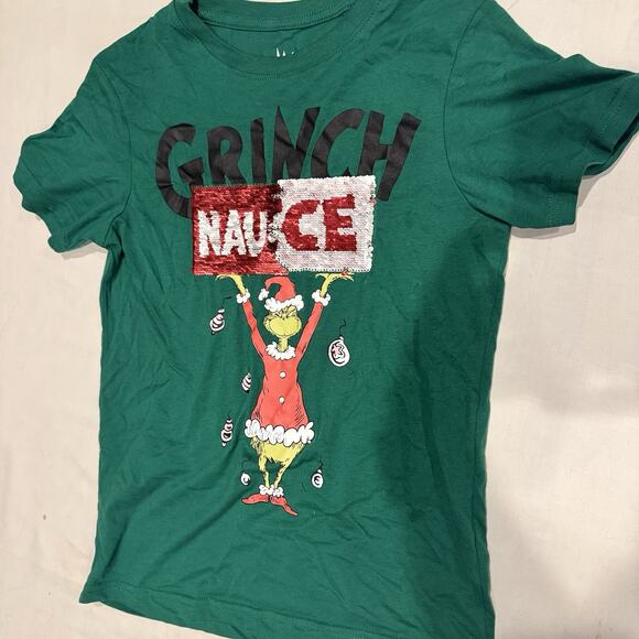 Dr. Seuss'Grinch Naughty/Nice Reversible Sequence T Shirt Girls SmallNew - Picture 3 of 7